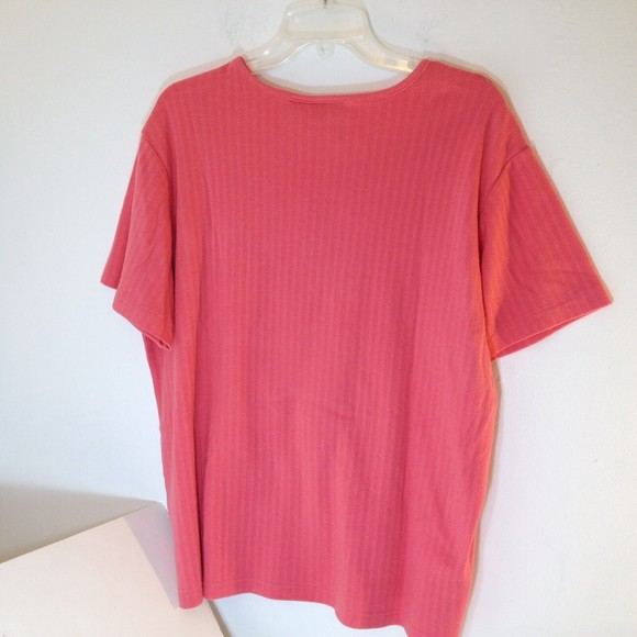 Vintage Basic Editions Plus Casual Stretch Ribbed Pink Knit Top Size 1X - Picture 2 of 9
